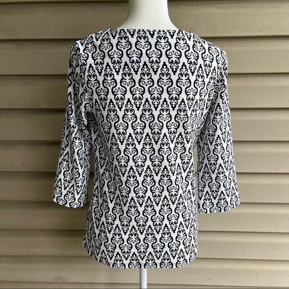 •Charter Club• Three-Quarter Sleeve Patterned Pullover Top - Size MP - Picture 6 of 8
